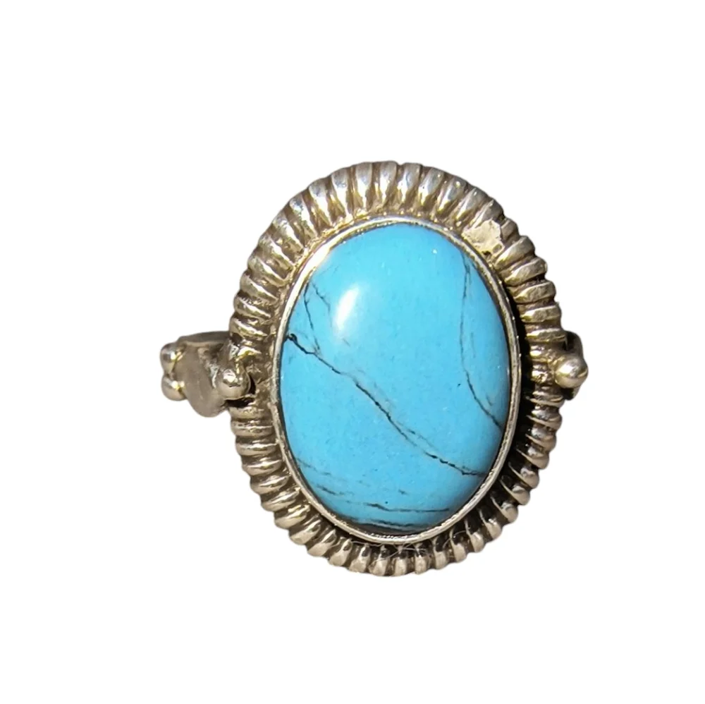 Sterling Silver & Faux Turquoise Southwestern Style Ring